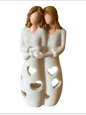 OakiWay Sisters Best Friends Figurine Heart Cutout Luminary Willow Tree Style
